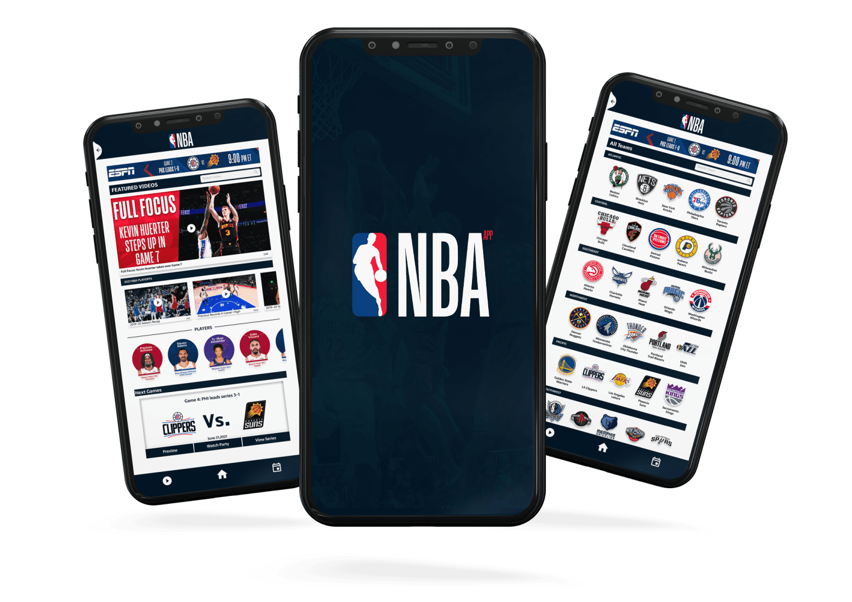 NBA App project mockups
